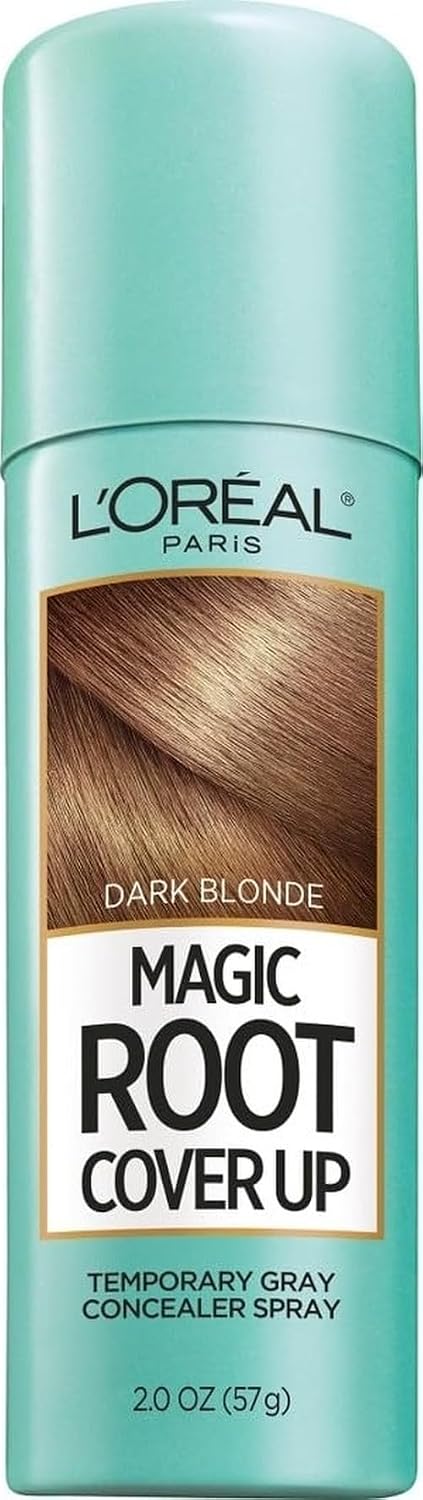 L'Oreal Paris Magic Root Cover Up Gray Hair Spray, 100% Gray Hair Coverage with Buildable, Lightweight, Transfer-Resistant, and Temporary Formula, Ammonia-Free, Dark Blonde, 2 oz (1 Count)