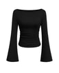 PRETTYGARDEN Womens Bell Long Sleeve Ribbed Knit Tops