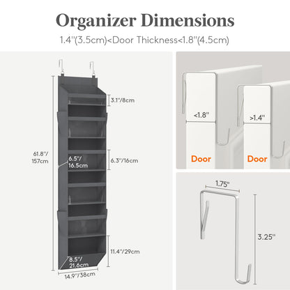 Lifewit 1 Pack Over the Door Organizer, 5 Section Hanging Storage, Beige