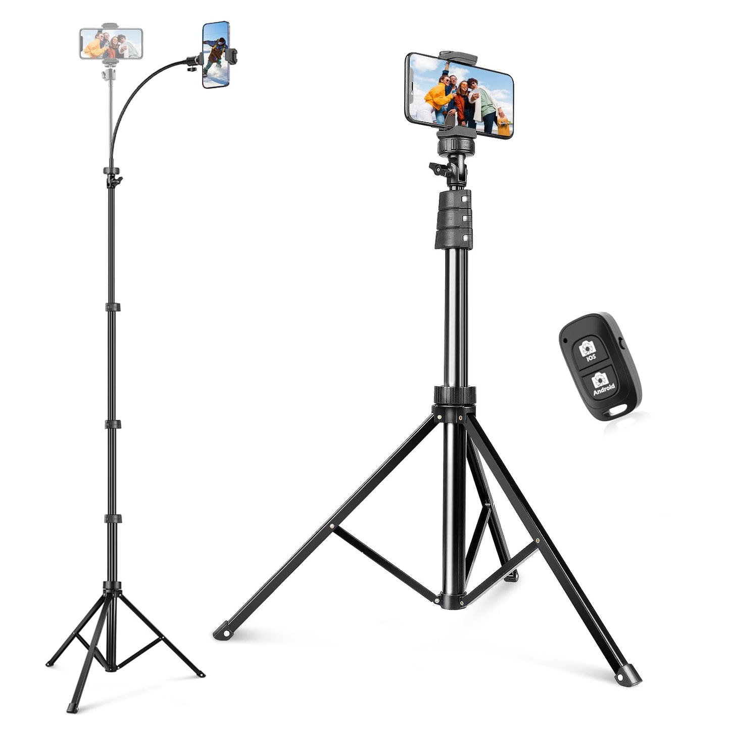 SENSYNE 72" Phone Tripod, Extendable Cell Phone Tripod Stand, Selfie Stick with Wireless Remote and Phone Holder, Compatible with iPhone Android Phone, Camera