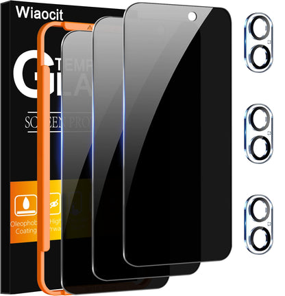 Wiaocit Tempered Glass Privacy Screen Protector for iPhone 15 Pro