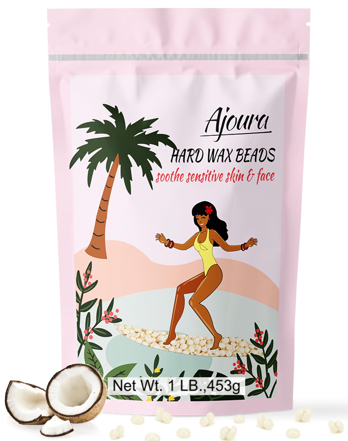 Ajoura 1 lb Hard Wax Beads for Hair Removal, Chamomile Wax Beans, Blue