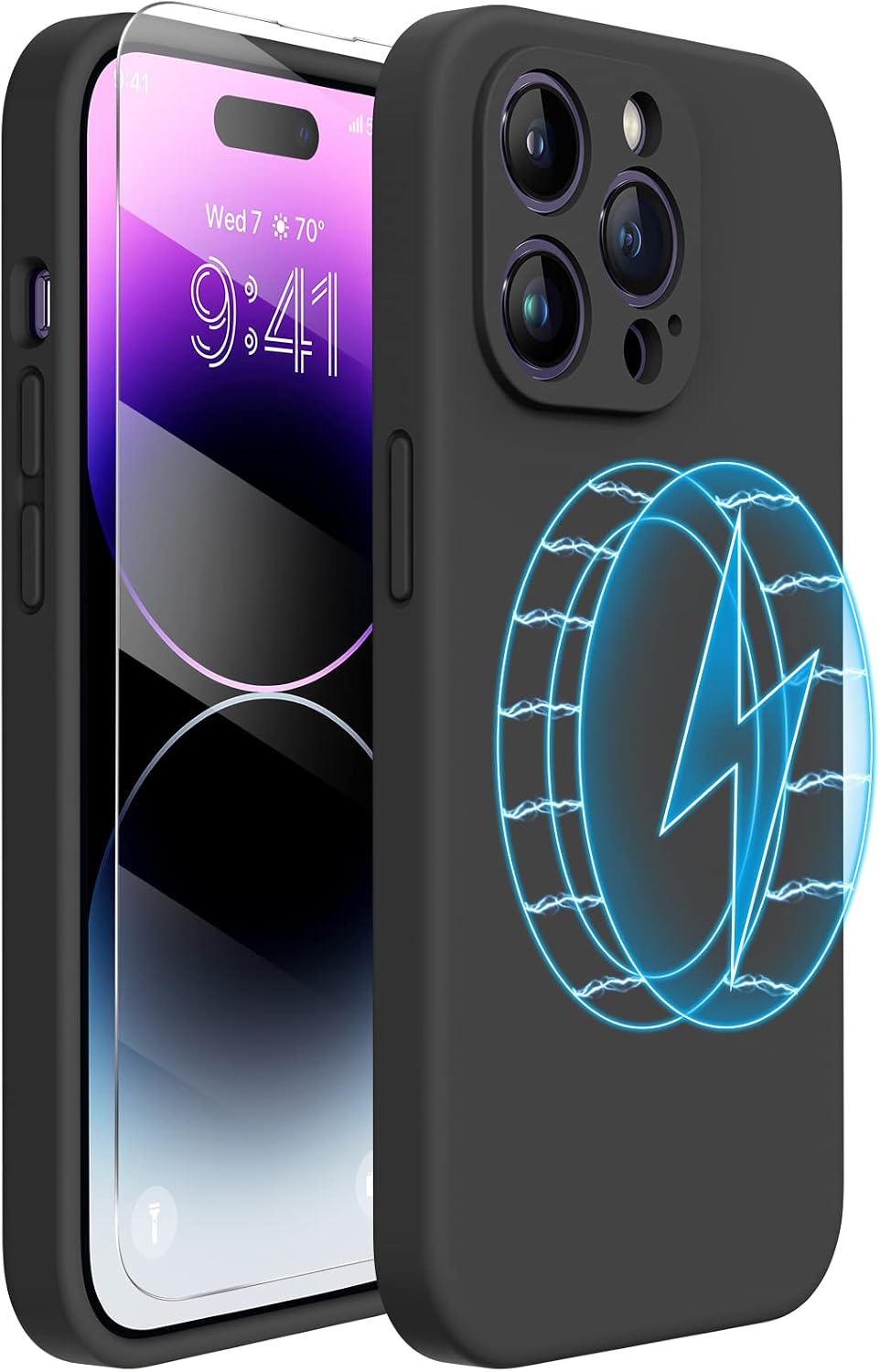 Miracase Magnetic for iPhone 16 Pro Case, Silicone, Black