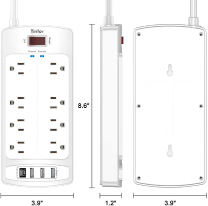 Yintar 6Ft Surge Protector Power Strip with 8 Outlets and 4 USB Ports