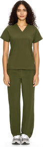 COZYFIT Scrubs for Women Set - V-Neck & Straight Leg Pants with 9 Pockets