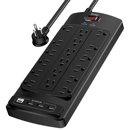 Yintar 6Ft Surge Protector Power Strip with 8 Outlets and 4 USB Ports