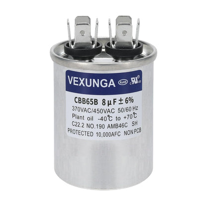 VEXUNGA 5uF 370/440VAC 50/60Hz CBB65 CBB65A Oval Run Start Capacitor 5 MFD 370V/440V Air Conditioner Capacitors for AC Unit Fan Motor Start or Pool Pump or Air Condenser Straight Cool