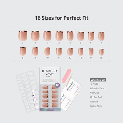 BTArtbox Press On Nails, Vanilla Cream, Short Square, Ombre Peach, 32Ct