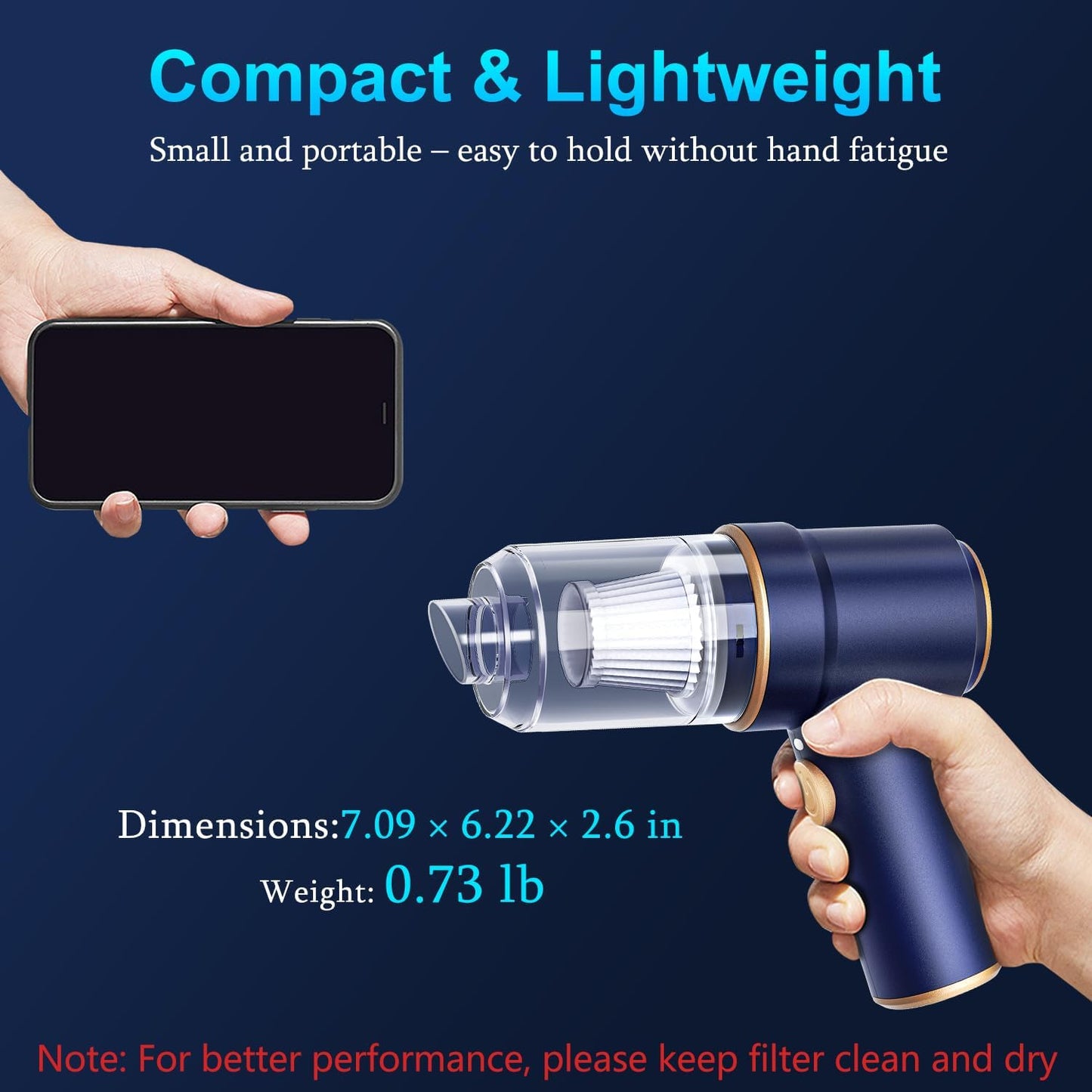 KMM Handheld Car Vacuum Cleaner, Hand Held Vacuum Cleaner and Air Duster