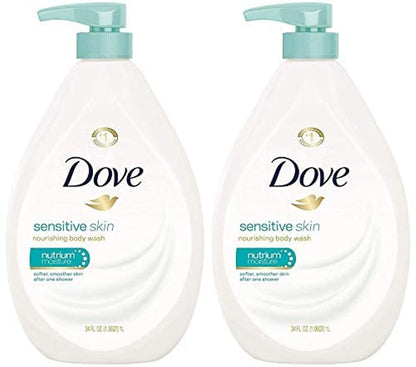 Dove Sensitive Skin Body Wash, 24hr Lotion-Soft Skin, 30.6 oz