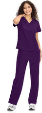 COZYFIT Scrubs for Women Set - V-Neck & Straight Leg Pants with 9 Pockets