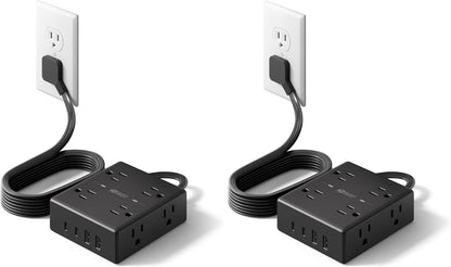 SUPERDANNY Extension Cord,Flat Plug Surge Protector Power Strip,6Ft