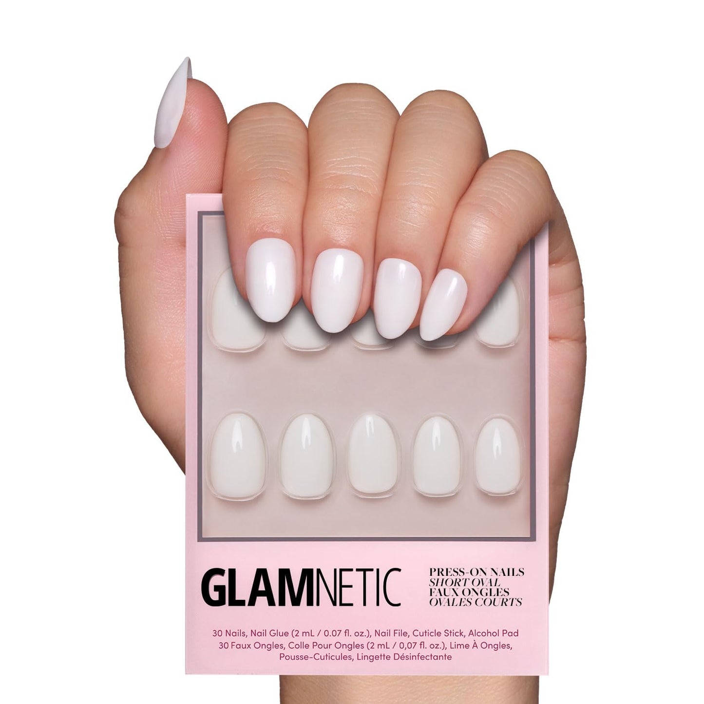 Glamnetic Press On Nails - Short Almond, Glossy Fake Nails 24 Pc Full Kit