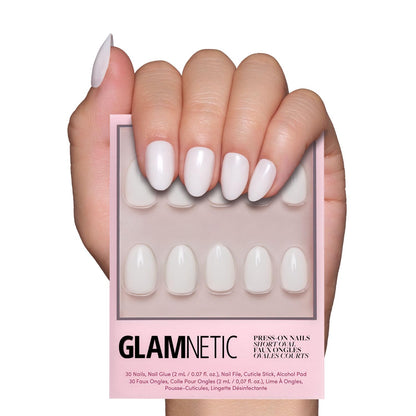 Glamnetic Press On Nails - Short Almond, Glossy Fake Nails 24 Pc Full Kit