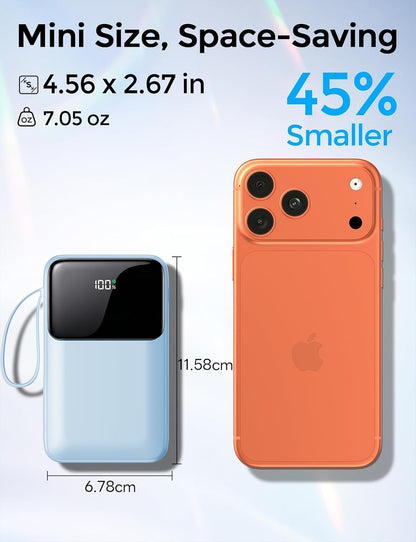 HELLEE 15000mAh Portable Charger Power Bank, 45% Smaller Built-in 4 Cables