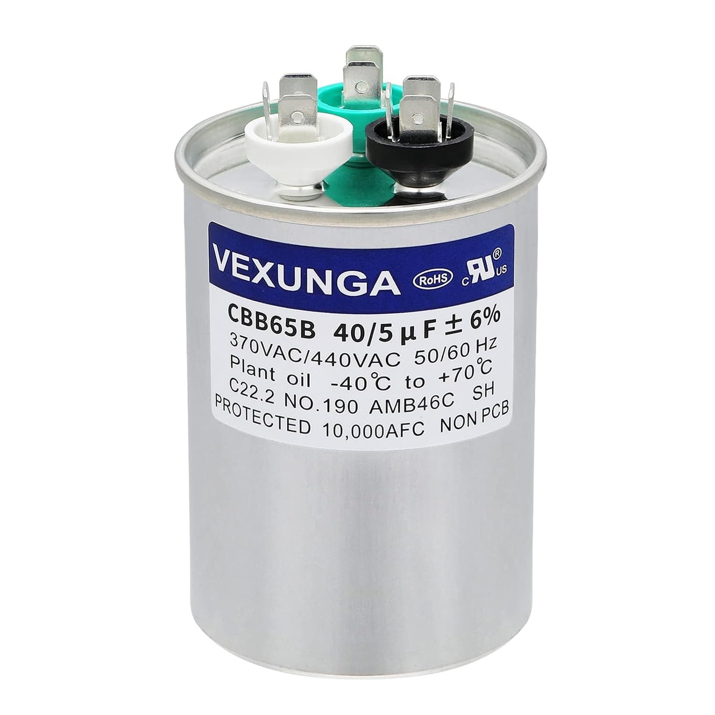 VEXUNGA 5uF 370/440VAC 50/60Hz CBB65 CBB65A Oval Run Start Capacitor 5 MFD 370V/440V Air Conditioner Capacitors for AC Unit Fan Motor Start or Pool Pump or Air Condenser Straight Cool