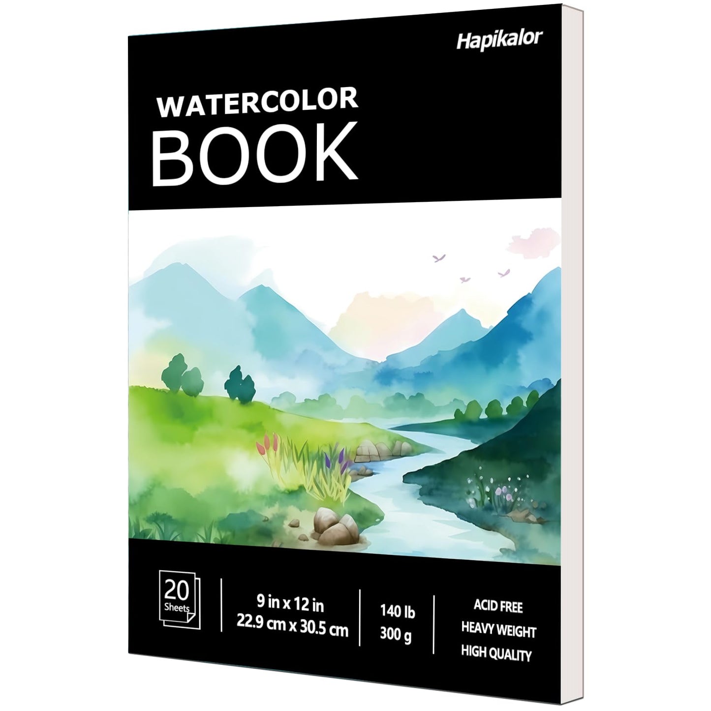 Hapikalor Watercolor Paper Pad, 9"x12" Water Color Paper, 140lb/300gsm Teal