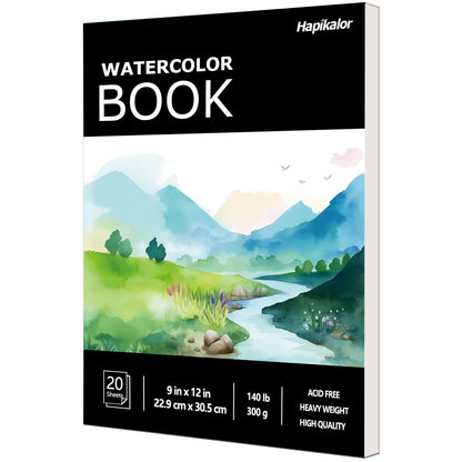 Hapikalor Watercolor Paper Pad, 9"x12" Water Color Paper, 140lb/300gsm Teal