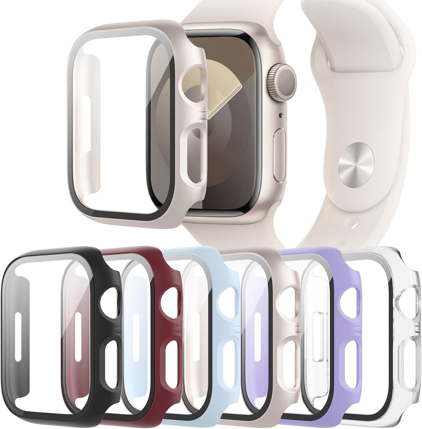 6-Pack Case with Screen Protector for Apple Watch SE3/SE2/SE/6/5/4 40mm