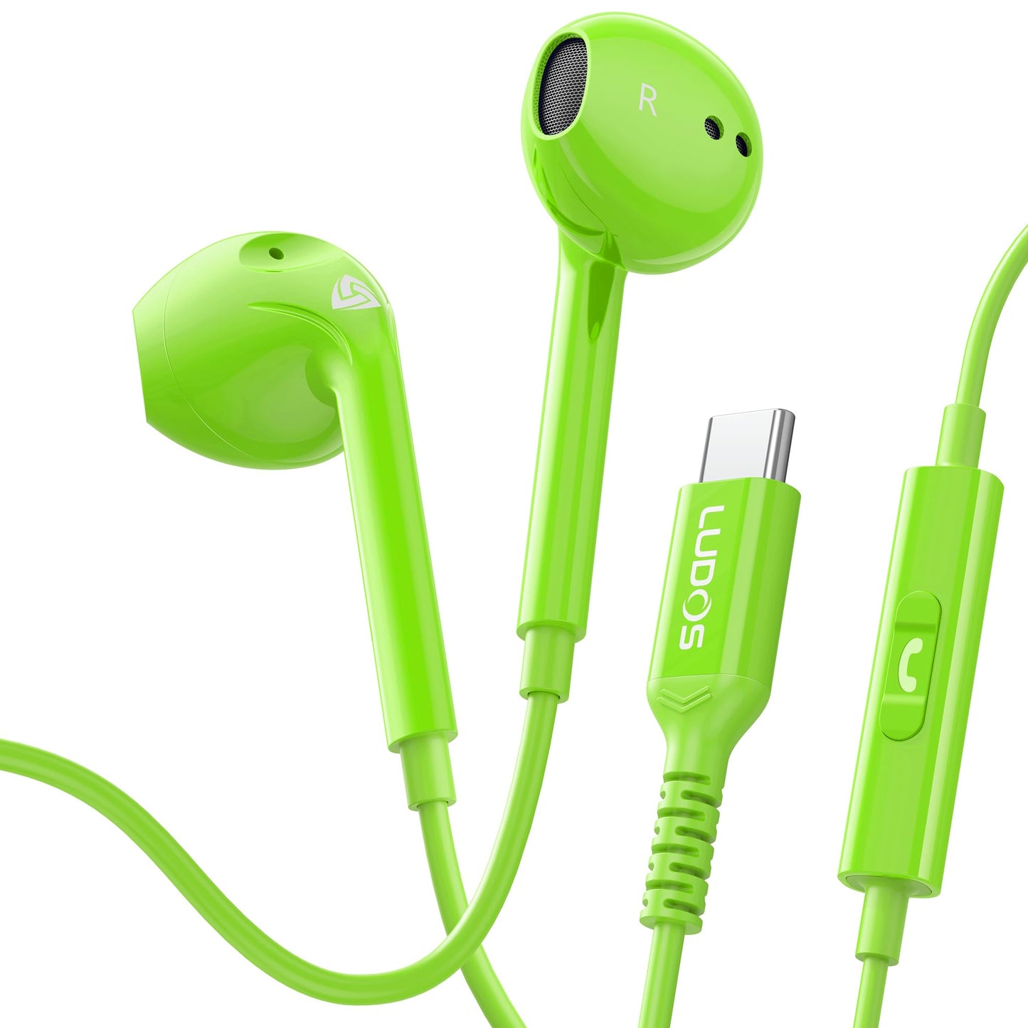 LUDOS Zenith USB C Headphones for iPhone 17 16 15 Pro Max Plus Air iPad Pro Air, 5 Years Warranty, USB-C Earbuds for Samsung Galaxy S24 S23 Ultra S22 S21 S20 A55 A54 A53, USB Type C Earphones - White