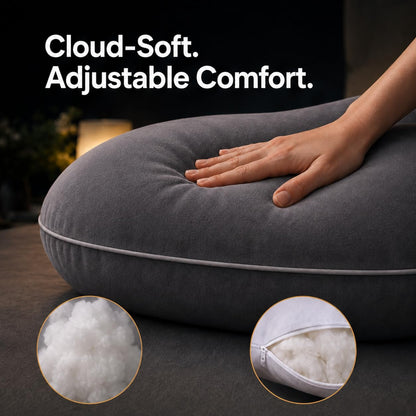 ALLOPERA Pregnancy Pillow, Full Body Maternity Pillow 57 inch, with Removable Washable Cover - Sleep Support for Legs, Back, Neck, Shoulder, HIPS, Belly, Velvet Cover-Grey-Dark Blue
