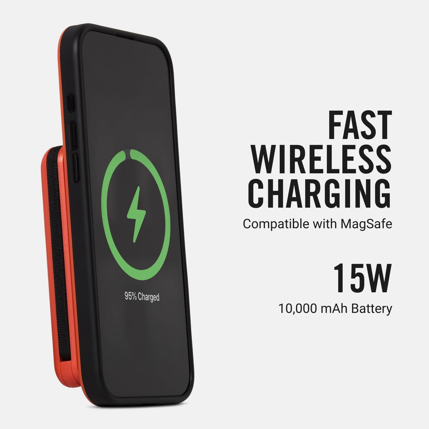 Ridge 20W Magnetic Power Bank Battery Pack 10,000mAh - Fast Charging, Compatible with MagSafe - Portable Charger Flight-Safe Travel Powerbank - Built-in Cables & Magnetic Attachment (Matte Black)