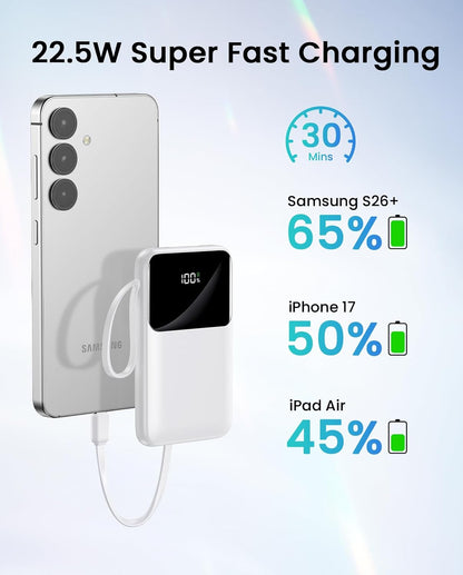 HELLEE 15000mAh Portable Charger Power Bank, 45% Smaller Built-in 4 Cables