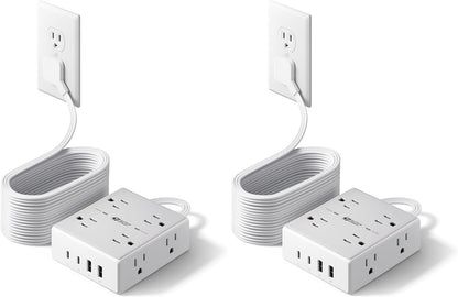 SUPERDANNY Extension Cord,Flat Plug Surge Protector Power Strip,6Ft