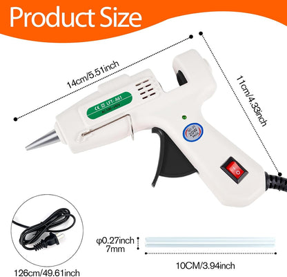 SHJADE Hot Glue Gun with 30 Glue Sticks, 20W Mini Hot Melt Gun Kit(White)