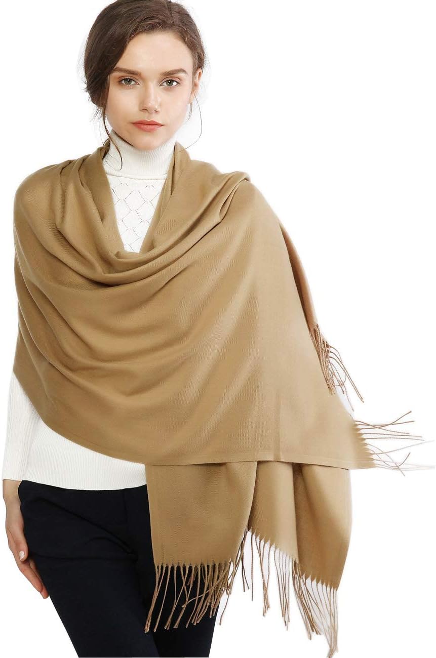 RIIQIICHY Women's Fringe Shawl Wrap Pashmina Scarf for Wedding Evening