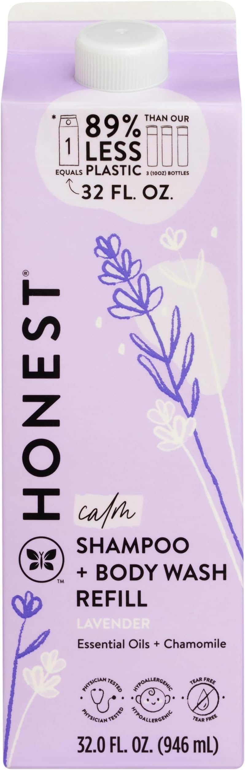 The Honest Company Shampoo & Body Wash, Tear-Free, Fragrance-Free, 10 fl oz