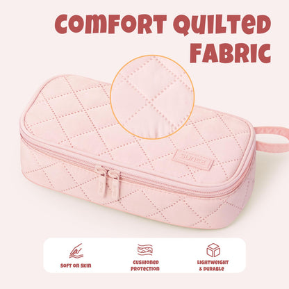 SUNEE Cute Pencil Case, Soft Corduroy Large Capacity Pencil Pouch, Aesthetic Zipper Pencil Bag, Big Storage Pen Organizer for Stationery, Pencil Box Back to School Supplies for Teen Girls Boys, Beige