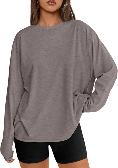 Trendy Queen Womens Oversized Long Sleeve Shirts Fall Tops 2026 Basic Tees