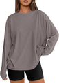 Trendy Queen Womens Oversized Long Sleeve Shirts Fall Tops 2026 Basic Tees