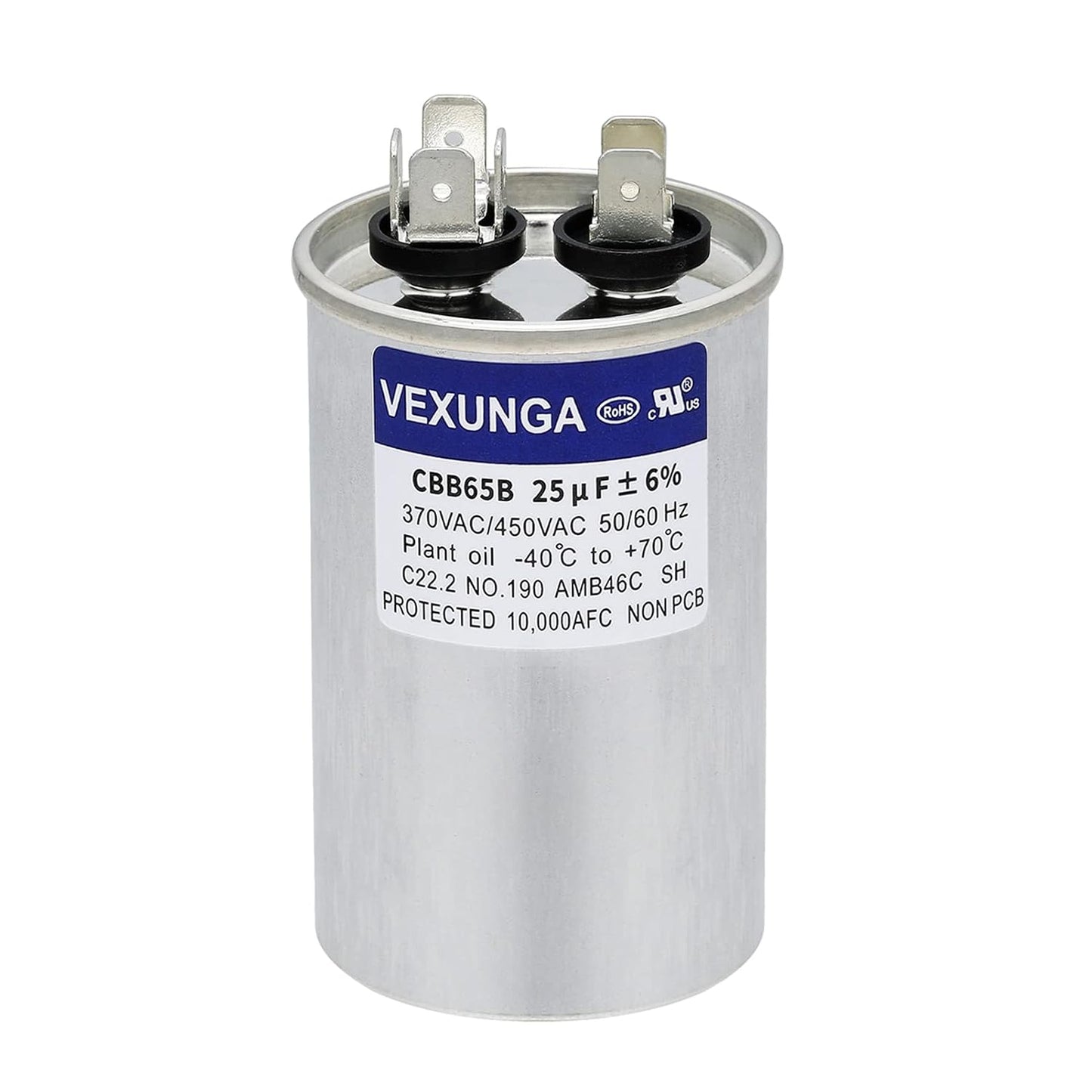 VEXUNGA 5uF 370/440VAC 50/60Hz CBB65 CBB65A Oval Run Start Capacitor 5 MFD 370V/440V Air Conditioner Capacitors for AC Unit Fan Motor Start or Pool Pump or Air Condenser Straight Cool