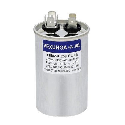 VEXUNGA 5uF 370/440VAC 50/60Hz CBB65 CBB65A Oval Run Start Capacitor 5 MFD 370V/440V Air Conditioner Capacitors for AC Unit Fan Motor Start or Pool Pump or Air Condenser Straight Cool
