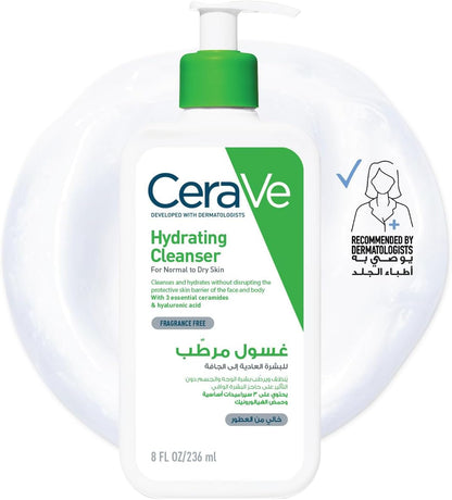 Cerave Hydrating Cleanser for Normal to Dry Skin with Hyaluronic Acid