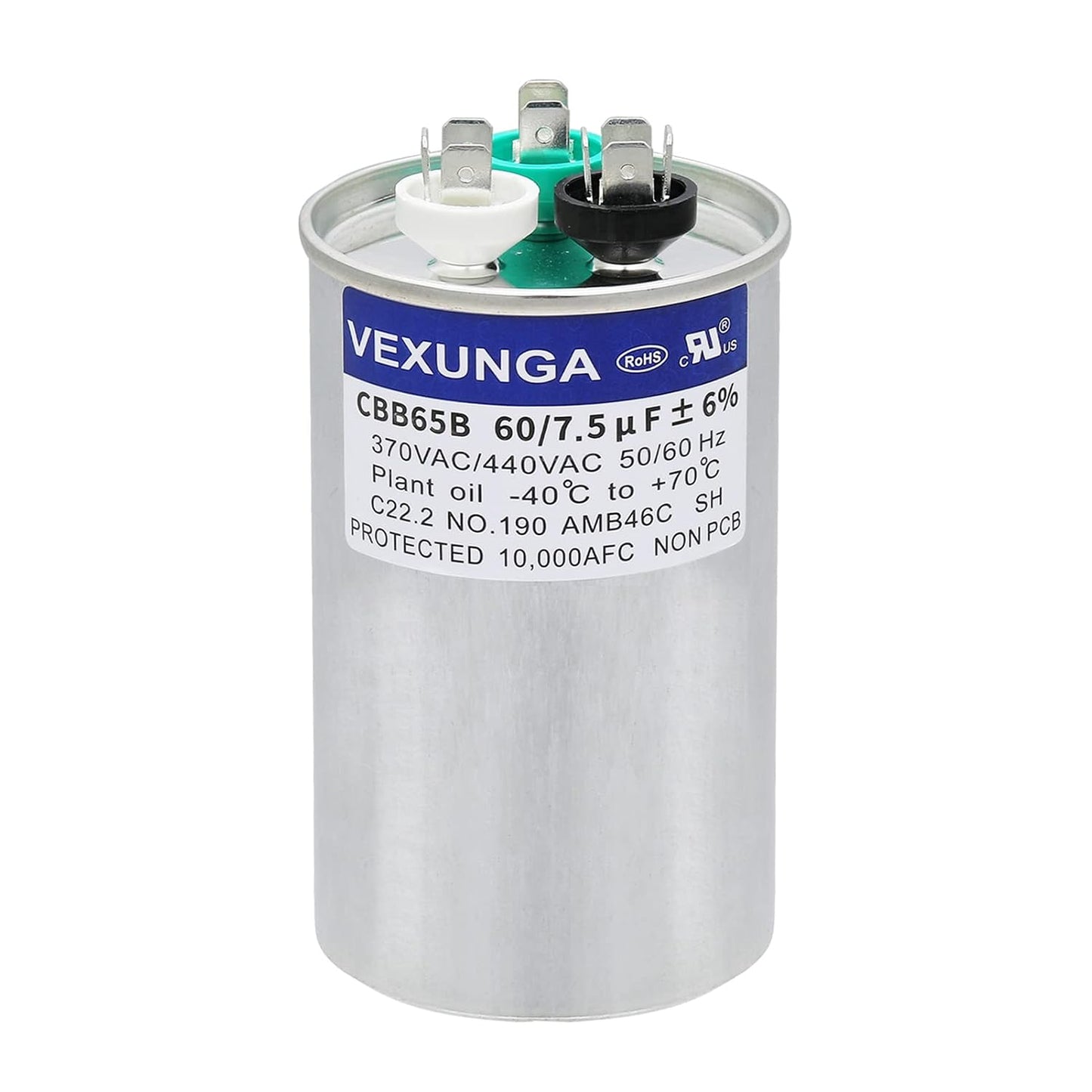 VEXUNGA 5uF 370/440VAC 50/60Hz CBB65 CBB65A Oval Run Start Capacitor 5 MFD 370V/440V Air Conditioner Capacitors for AC Unit Fan Motor Start or Pool Pump or Air Condenser Straight Cool