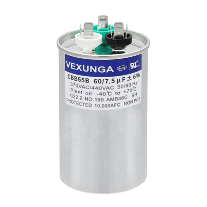 VEXUNGA 5uF 370/440VAC 50/60Hz CBB65 CBB65A Oval Run Start Capacitor 5 MFD 370V/440V Air Conditioner Capacitors for AC Unit Fan Motor Start or Pool Pump or Air Condenser Straight Cool