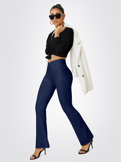 FOHOFO Yoga Pants Women, Flare Leggings for Women with Pockets Crossover High Waisted Bootcut Yoga Pants