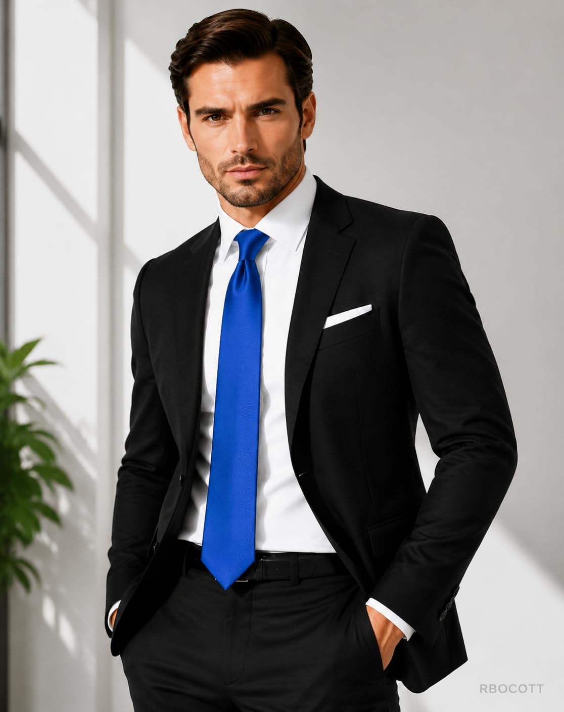 RBOCOTT Solid Color Tie Formal Necktie for Men