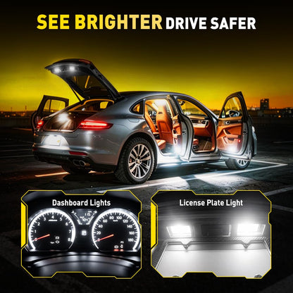 AUXITO 194 LED Bulbs for License Plate Light 168 175 2825 W5W T10 24-SMD 3014 Chipsets 6000K White for Car Dome Door Map Dash Courtesy Cargo License Plate Lights, Pack of 2