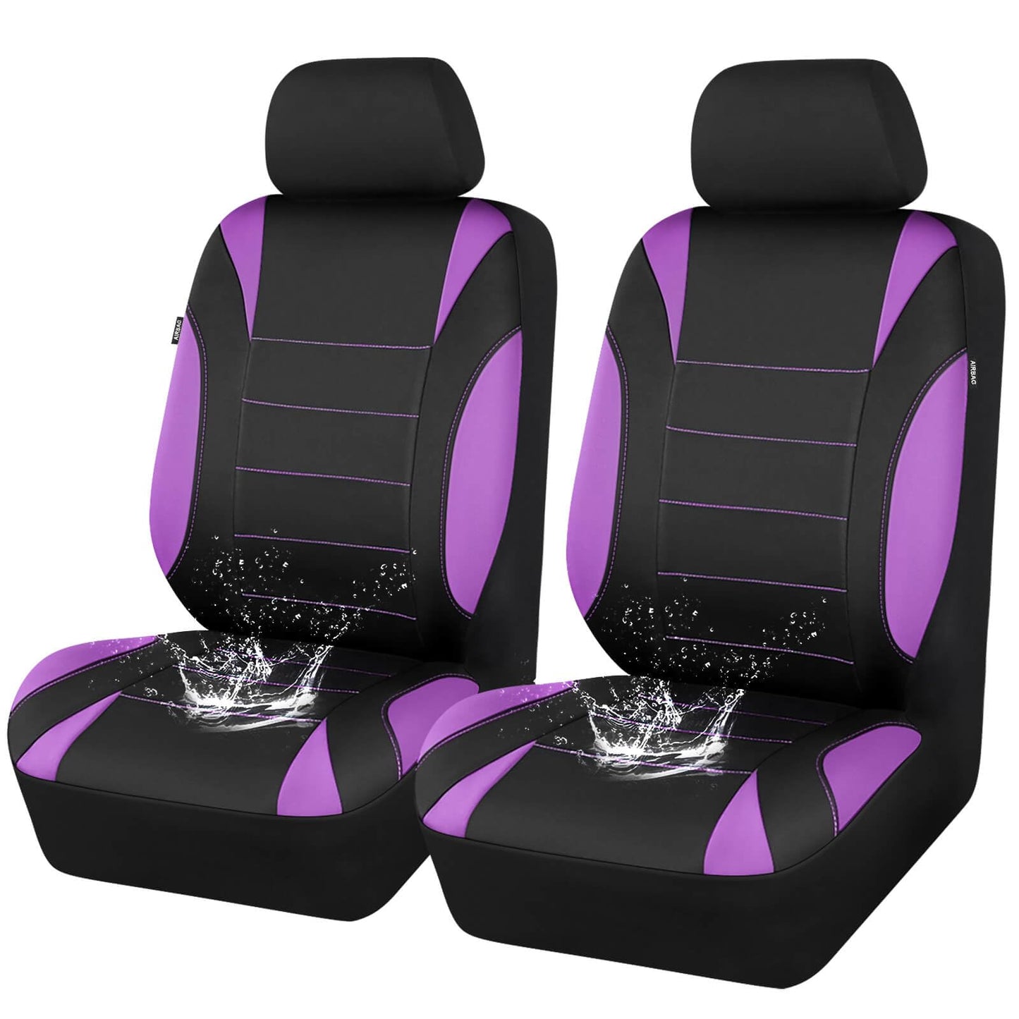 CAR PASS Waterproof Car Seat Covers Front Seats Only with 5mm Composite EVA, Neoprene Car Seat Cover with Separate Headrest Cover, Quick Setup Universal Fit for Car SUV Trucks,Airbag Compatible（Gray
