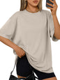 Trendy Queen Womens Oversized T-Shirts Short Sleeve Crew Neck Summer Tops