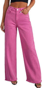 Sidefeel Women's Wide Leg Jeans High Waisted Stretchy Denim Pants
