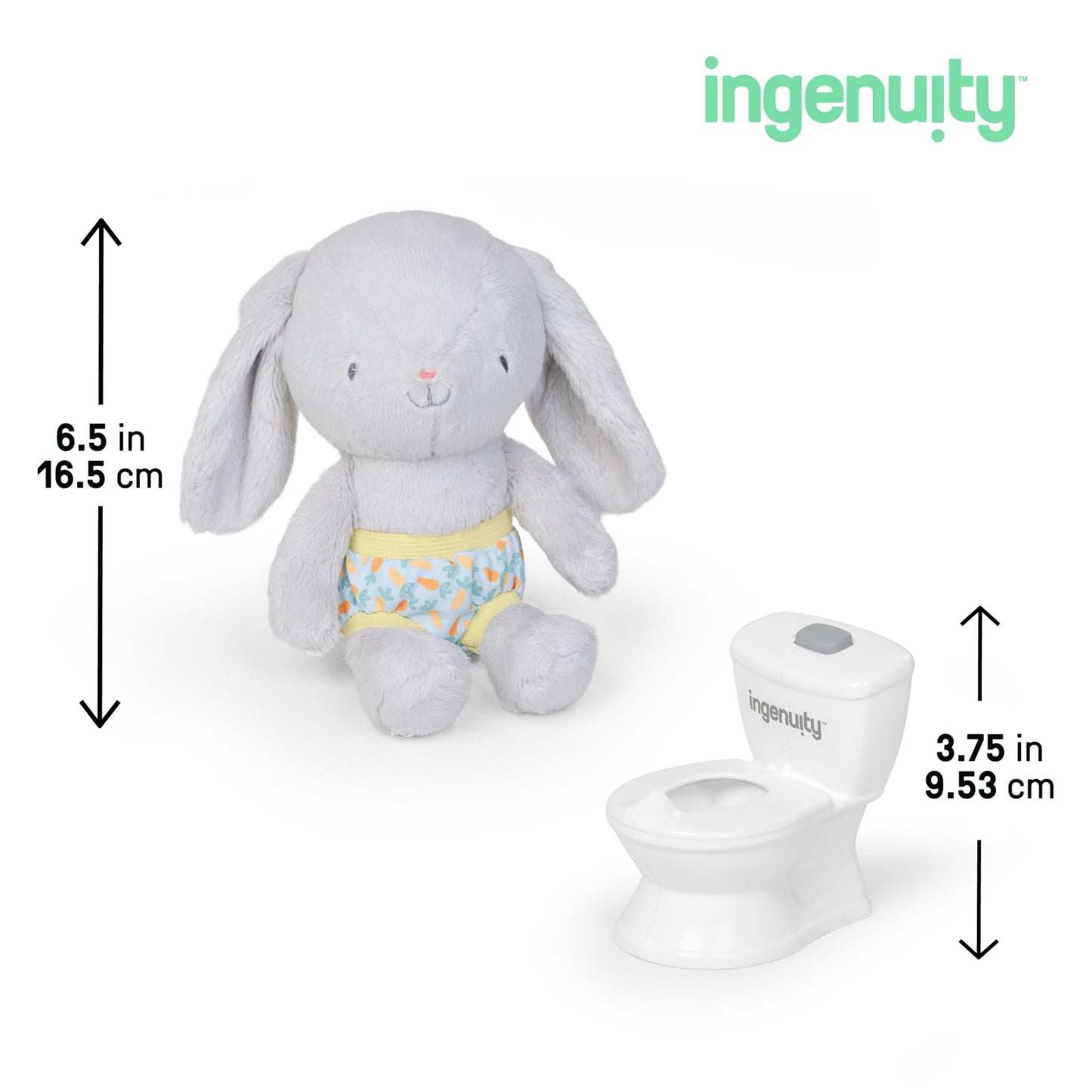 Ingenuity My Size Potty Pro 2-in-1 Potty Training Toilet, Floor Potty with Removable Potty Seat for Standard Toilets, Realistic Flushing Sound, for Toddlers Ages 18+ Months, Up to 50 lb