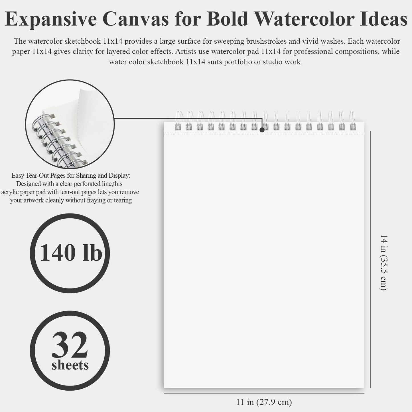 Fuxi 9" x 12" Sketch Book_Top Spiral Bound Sketchbook_100Sheets 68lb/100gsm