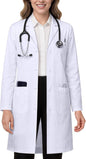 White Lab Coat for Women with Side-Slit Access and 3 Pockets for College
