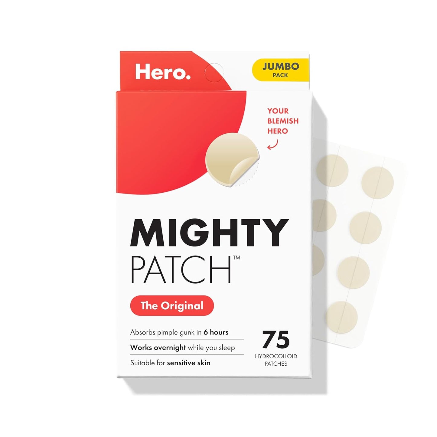 Mighty Patch Hero Cosmetics Original Nighttime Acne Pimple Patches, 36 Ct