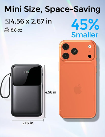HELLEE 15000mAh Portable Charger Power Bank, 45% Smaller Built-in 4 Cables